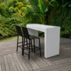 Outdoor Bar Dining Set — White 01, shown in a styled outdoor setting