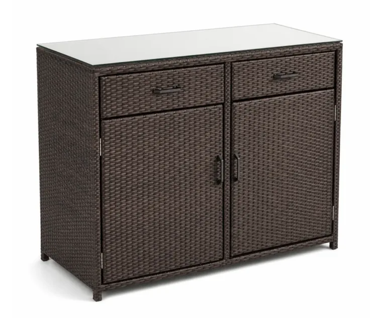 Outdoor Storage Cabinet — Black 01, front three-quarter product view