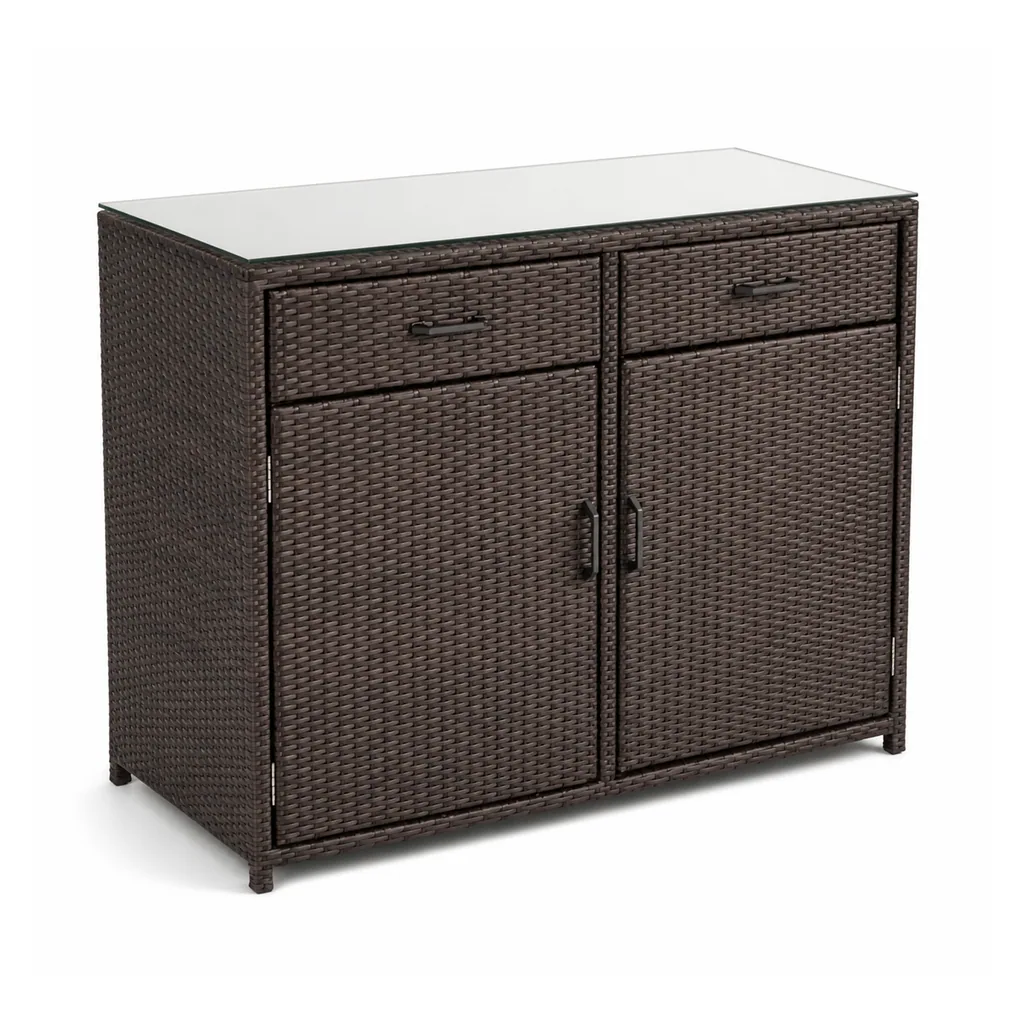 Outdoor Storage Cabinet — Black 01, front three-quarter product view