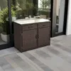 Outdoor Storage Cabinet — Black 01, shown in a styled outdoor setting