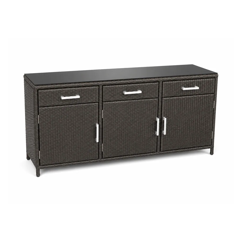 Outdoor Storage Cabinet — Black 02, front three-quarter product view