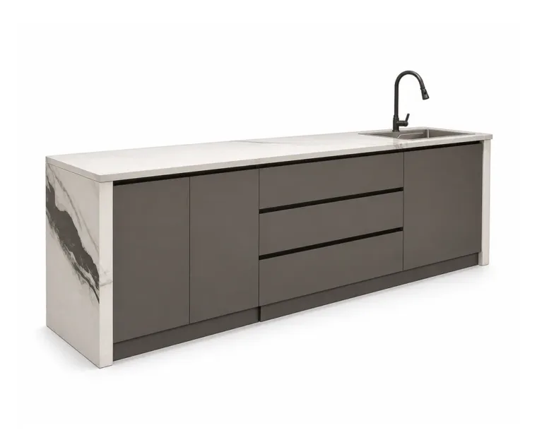 Outdoor Sink Cabinet — Black 02, front three-quarter product view