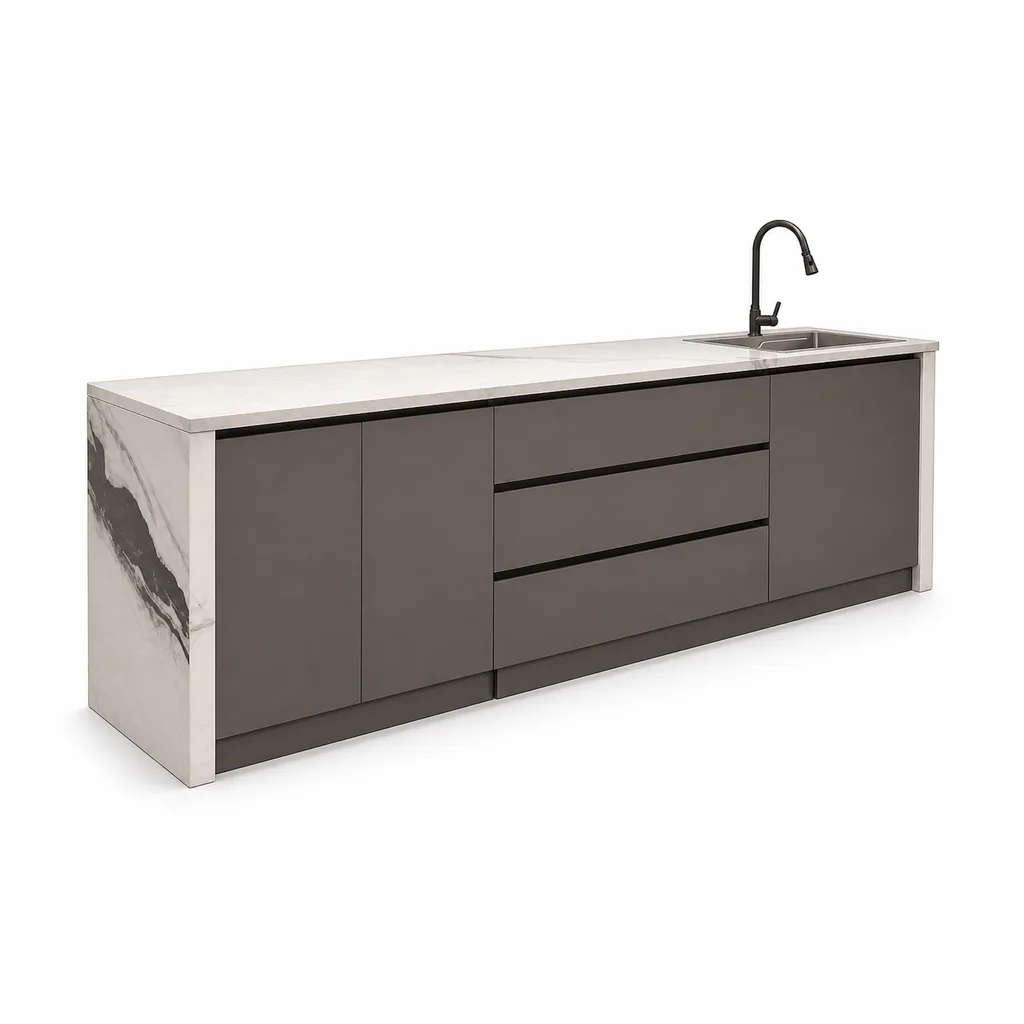 Outdoor Sink Cabinet — Black 02, front three-quarter product view