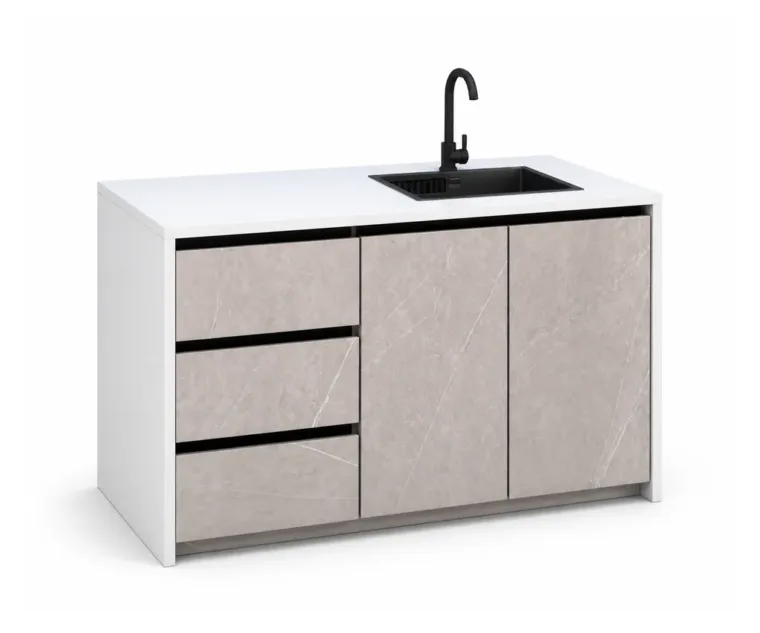 Outdoor Sink Cabinet — Gray 02, front three-quarter product view