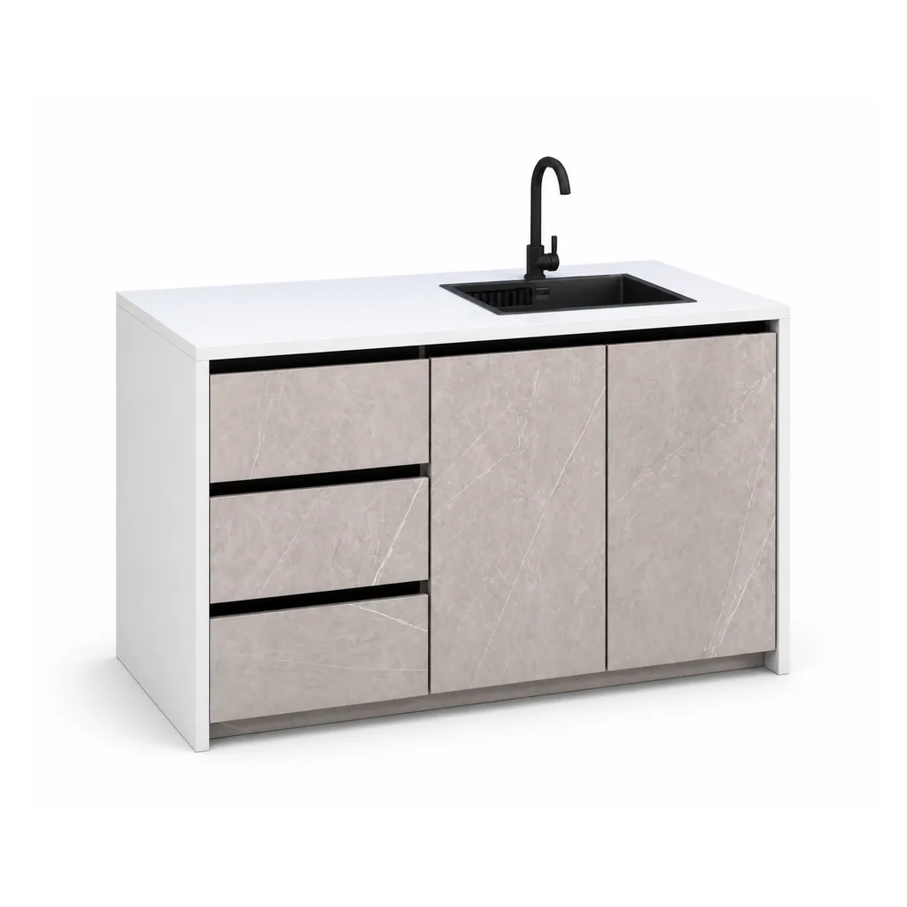Outdoor Sink Cabinet — Gray 02, front three-quarter product view