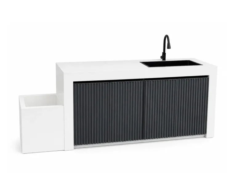 Outdoor Sink Cabinet — Black 04, front three-quarter product view
