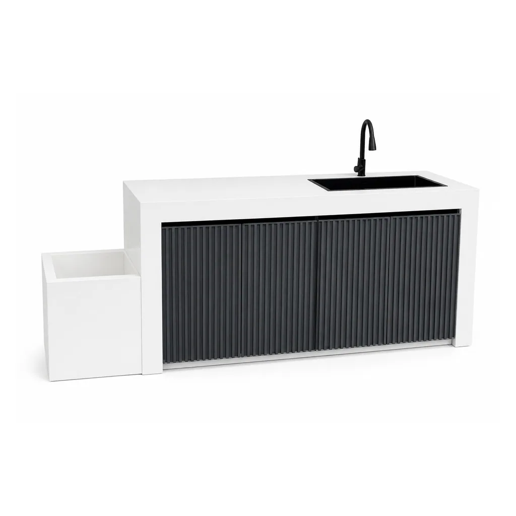 Outdoor Sink Cabinet — Black 04, front three-quarter product view