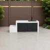 Outdoor Sink Cabinet — Black 04, shown in a styled outdoor setting