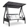 Porch Swing with Canopy — Black 02, front three-quarter product view