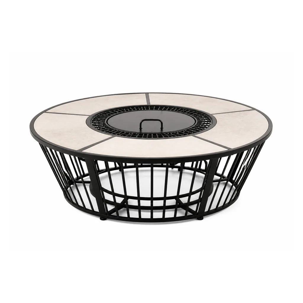 Outdoor Fire Pit Table — Black 01, front three-quarter product view