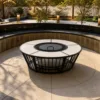 Outdoor Fire Pit Table — Black 01, shown in a styled outdoor setting