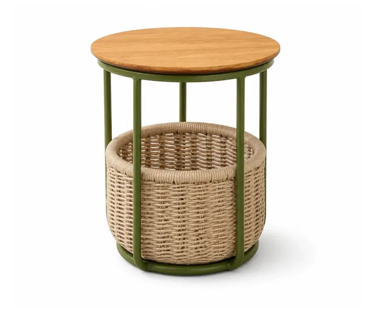 Outdoor Side Table — Natural 01, front three-quarter product view