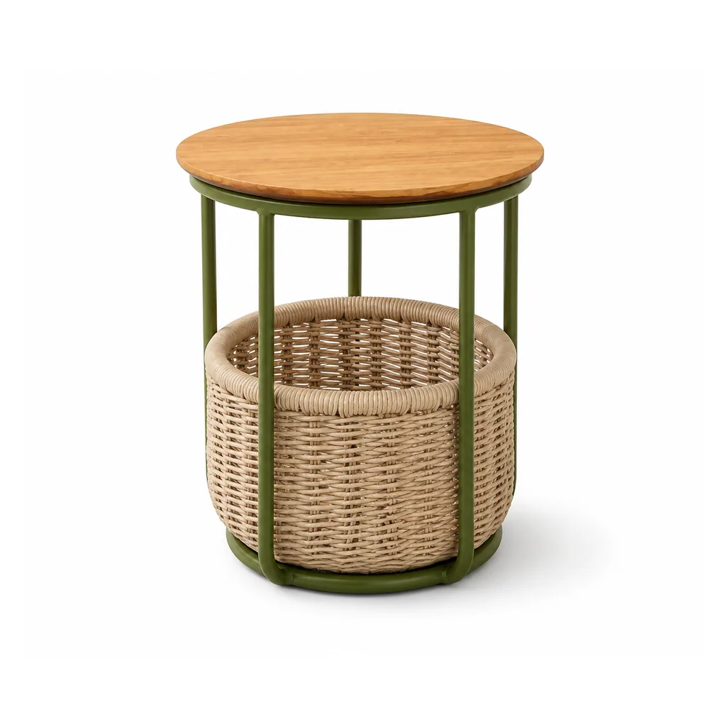Outdoor Side Table — Natural 01, front three-quarter product view