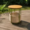 Outdoor Side Table — Natural 01, shown in a styled outdoor setting