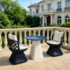 Outdoor Bistro Dining Set — Black 01, shown in a styled outdoor setting