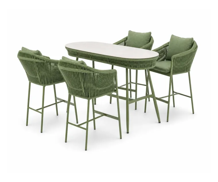 Outdoor Bar Dining Set — Green 01, front three-quarter product view