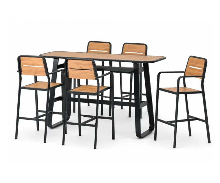 Outdoor Bar Dining Set — Black 02, front three-quarter product view