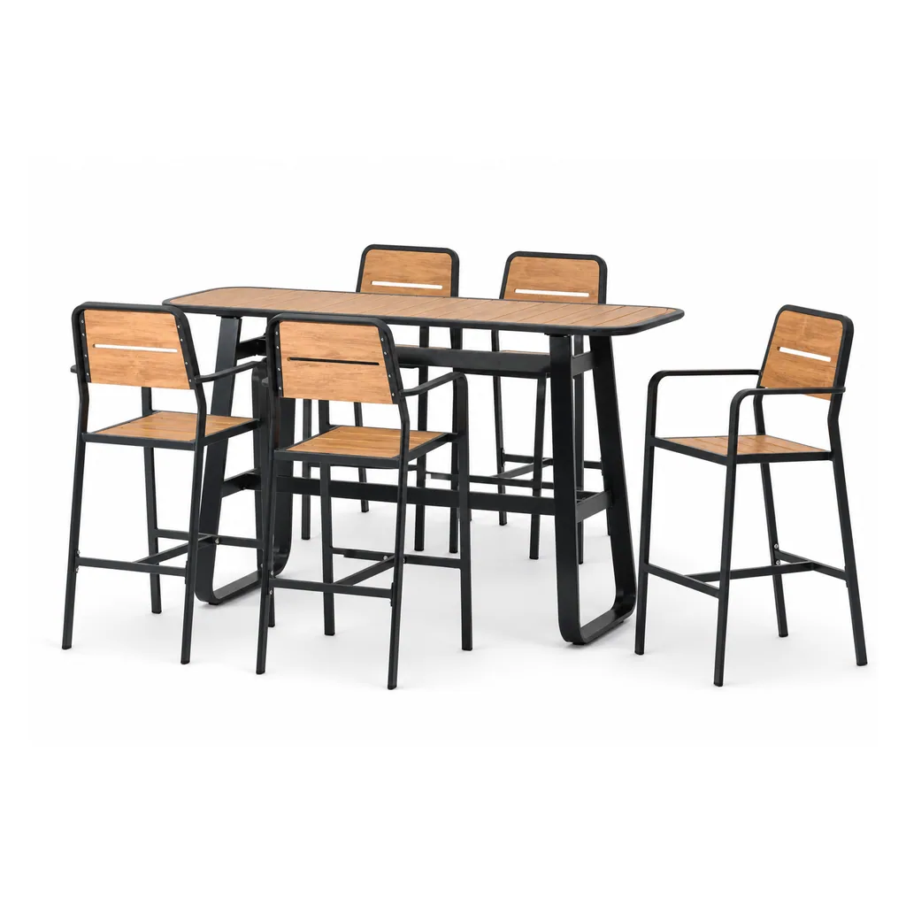 Outdoor Bar Dining Set — Black 02, front three-quarter product view