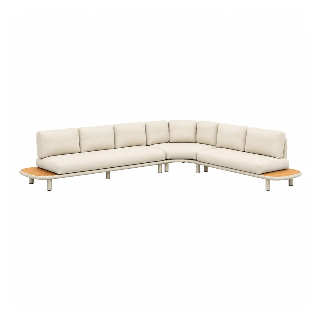 Outdoor Modular Sofa Set — Beige 07, front three-quarter product view