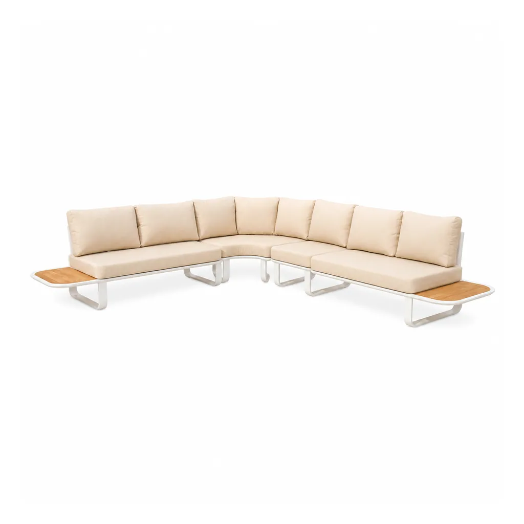 Outdoor Modular Sofa Set — Beige 08, front three-quarter product view