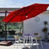 Cantilever Umbrella — Red 01, shown in a styled outdoor setting