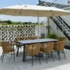 Cantilever Umbrella — Beige 01, shown in a styled outdoor setting